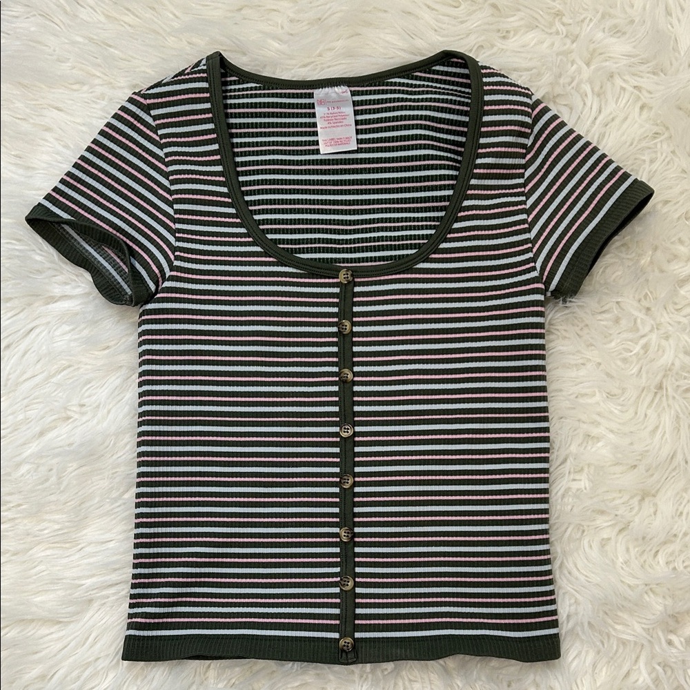 NO BOUNDARIES Striped Button Women’s  Top